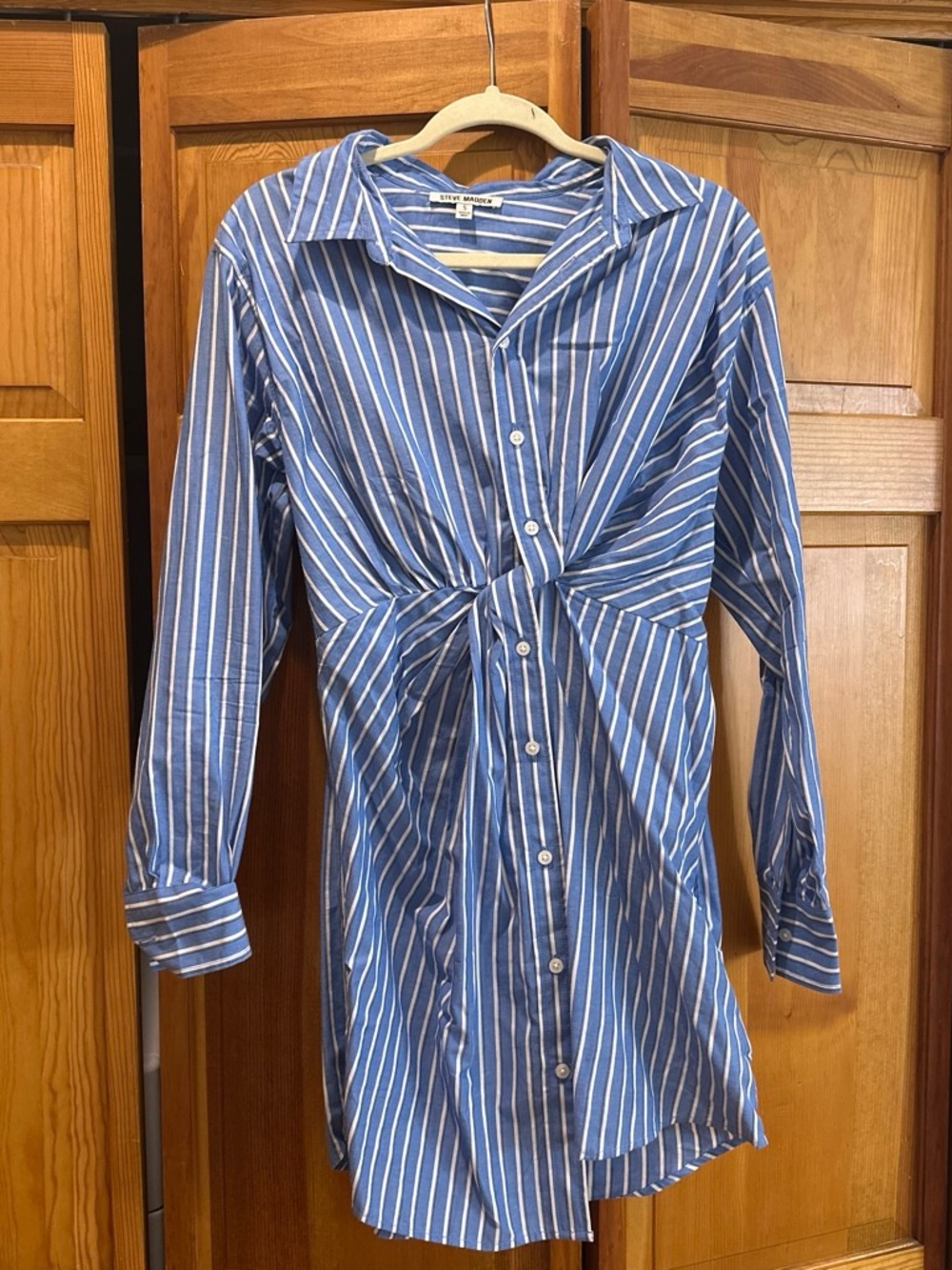 Steve Madden Striped Blue Tie-Front dress